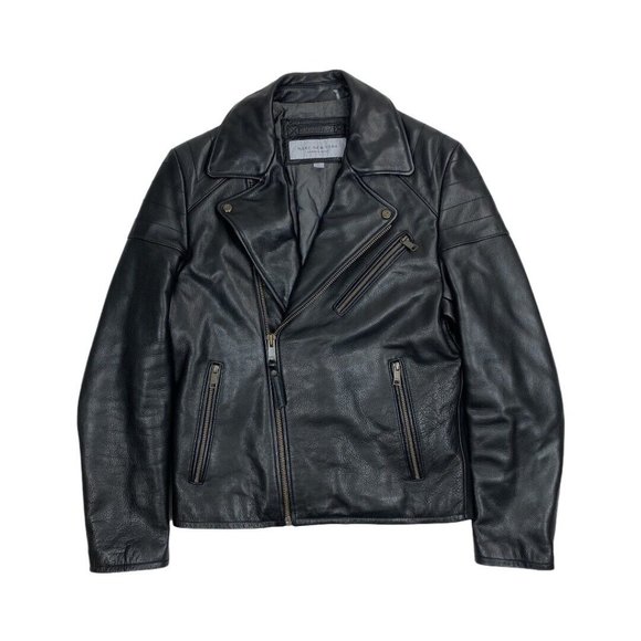Andrew Marc New York Men’s Lined Soft Leather Biker Jacket Coat Heavy Sz S.